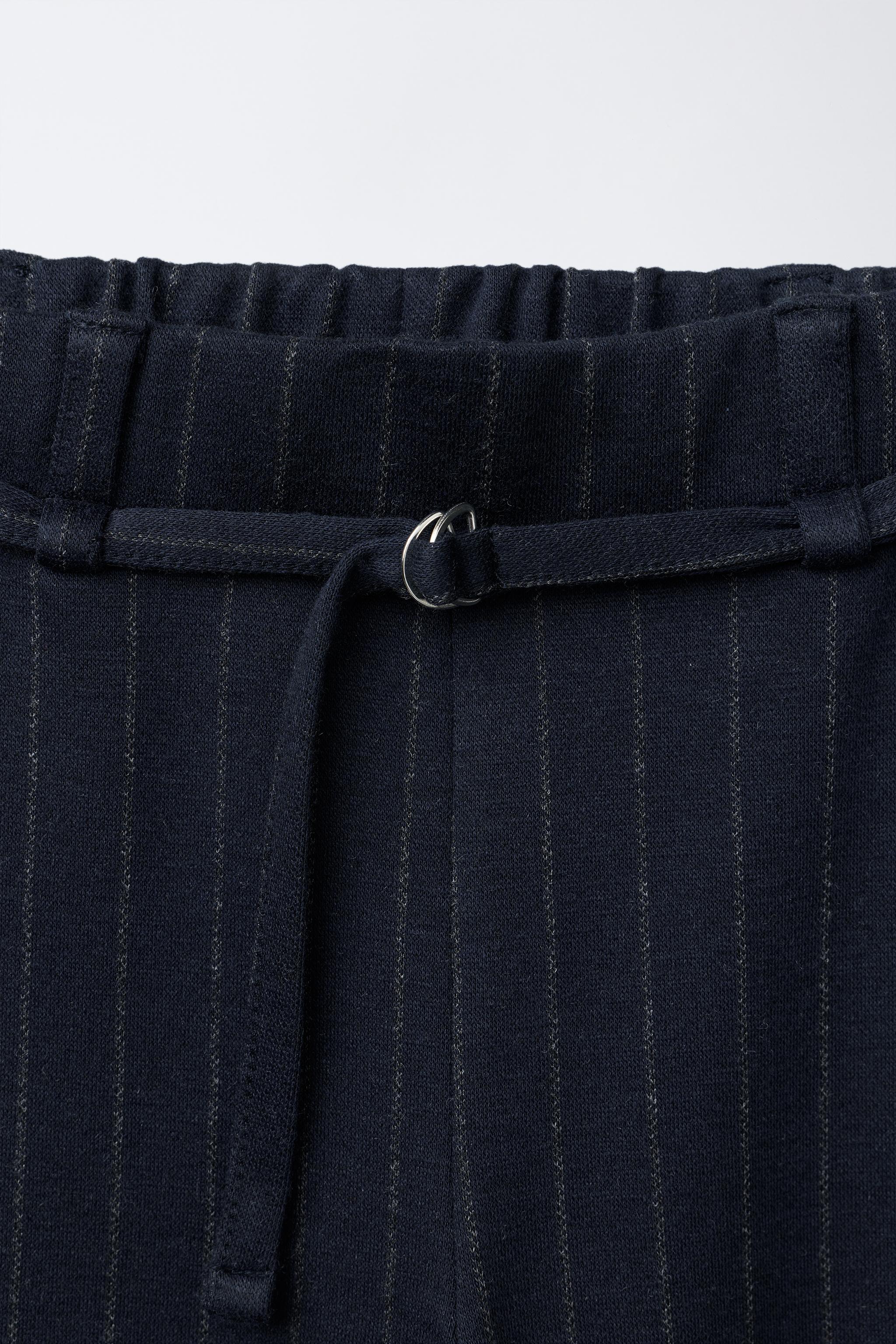 PINSTRIPE STRAIGHT LEG PANTS